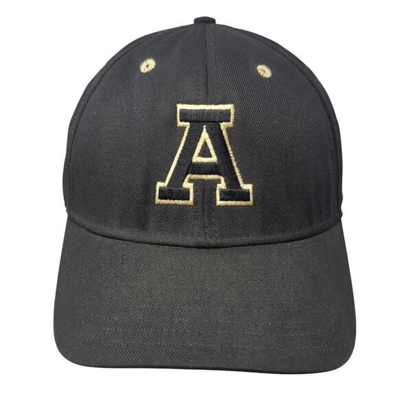Letter A 87 Fitted Baseball Hat Black 7 3/8 Embroidered Solid DeLong - Picture 1 of 10